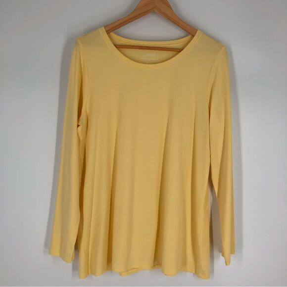 J. Jill PureJill Womens Tee Petite Large Butter Yellow Pima Cotton Stretchy - Picture 1 of 5